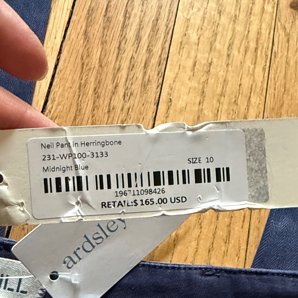 Alex Mill NWT size 10 Neil Pants in Herringbone Midnight Blue - Picture 5 of 11
